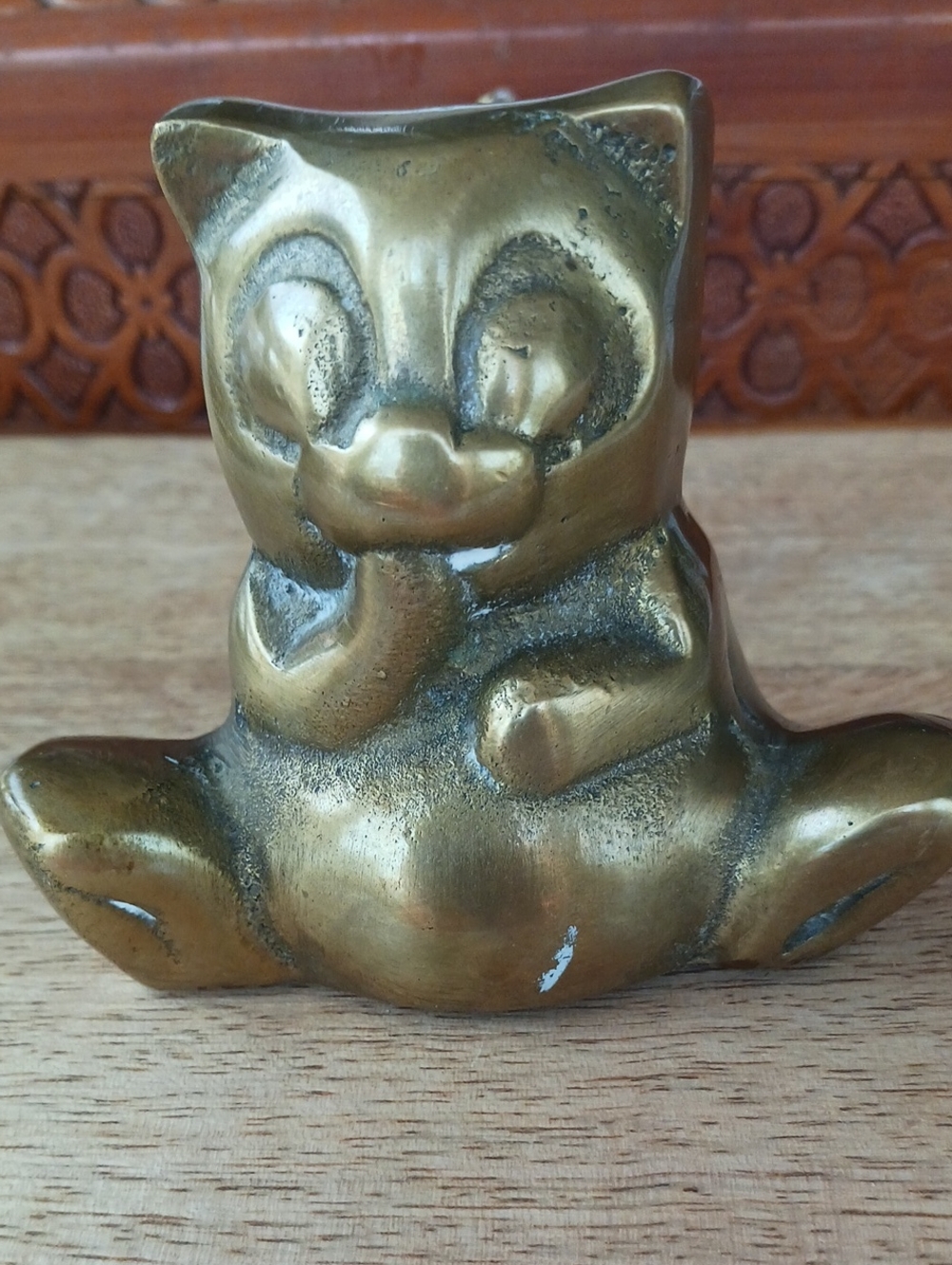 Vintage Chubby Brass Panda Bear